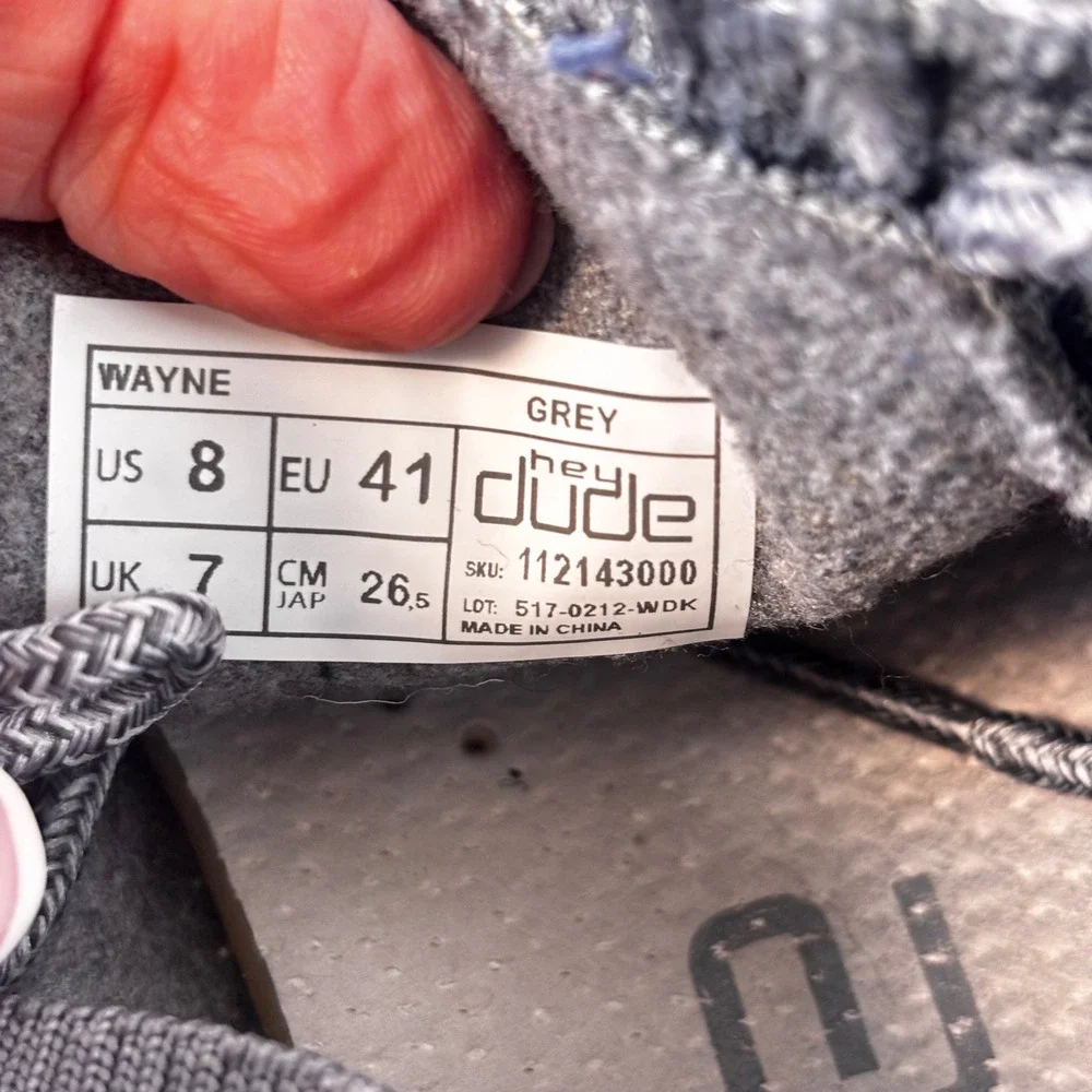 Hey Dude Wayne High Top Grey Knit Chukka Boots Toe Shoes Size 8 SKU 112143000